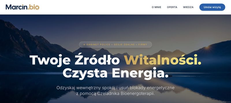Realizacja qsites: strona marcin.bio